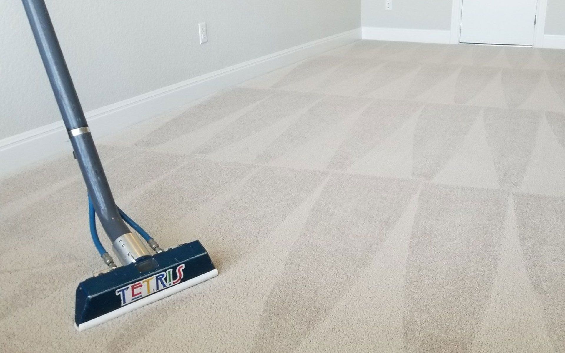 Freshly cleaned carpet with a Tetris wand and clean pass lines