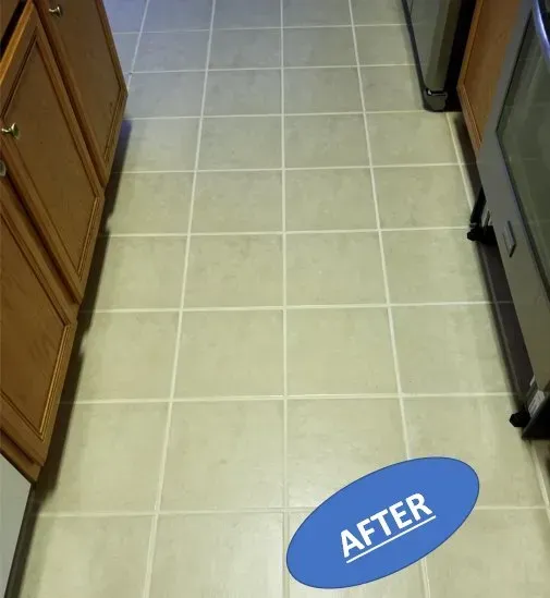 Tile floor after a tile and grout clean